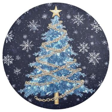 Imagem de xigua Jogo americano redondo para árvore de Natal, conjunto de 1, tapete de mesa redondo antiderrapante resistente ao calor, tapetes de mesa de 48 cm para decoração de cozinha, jantar e festa