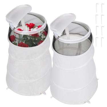 Imagem de 53 cm x 33 cm x 23 cm cones de rosa pop-up para proteção de inverno, barraca redonda de proteção contra congelamento de plantas de jardim, capa protetora de plantas quente dobrável com cobertura de