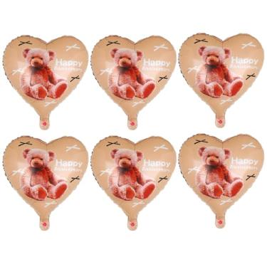Imagem de 6 balões de feliz aniversário de 45,7 cm coração Mylar balão de hélio aniversário chá de bebê dia dos namorados casamento aniversário decorações suprimentos marrom