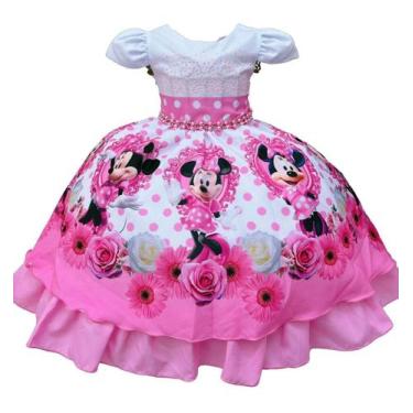 Imagem de Vestido De Festa Infantil Minnie Rosa, TAMANHO 4 (4 ANOS)