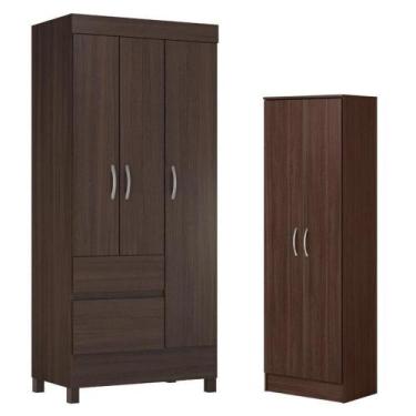 Imagem de Guarda Roupa Solteiro Wind Com Sapateria Multiuso Golden Café - Demóbi