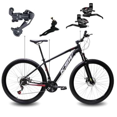 Imagem de Bicicleta Aro 29 KSW XLT 21 Marchas Quadro Alumínio Freio a Disco Mecânico MTB (Preto, vermelho e branco, 19)