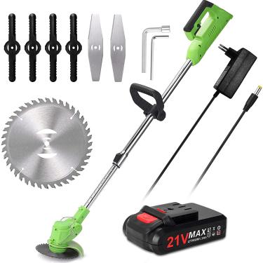 Imagem de Cortador de grama elétrico sem fio, cortador de grama elétrico de 450 W 21 V com cabo telescópico Carregador de bateria Cortador de grama elétrico para cortar gramado, cuidados com o jardim da entra