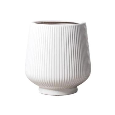 Imagem de Vasos de plantas Vaso de cerâmica com listras para jardim, vaso flores grande calibre