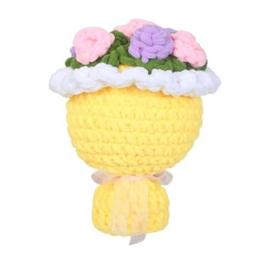 Imagem de Generic Buquê de flores tricotadas, flores artificiais, decoração para casa e escritório, de crochê, presente para o Dia dos Namorados, aniversário e Dia de, Amarelo
