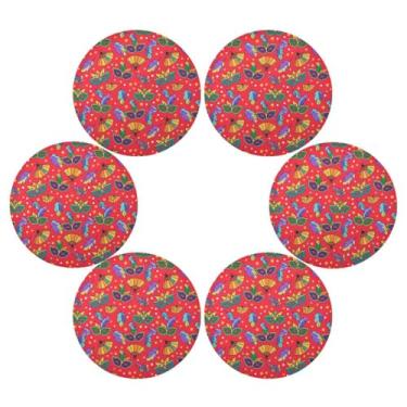 Imagem de Wassud Jogo americano conjunto de 6 tapetes redondos para cozinha e jantar tapetes laváveis resistentes ao calor para decoração de mesa 39 cm