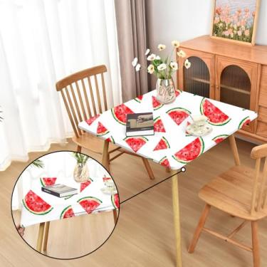 Imagem de Amonsa Toalha de mesa de verão com elástico para mesas quadradas dobráveis de 96,5 x 96,5 cm, lavável, elástica, elastano, toalhas de mesa de tecido, não vinil