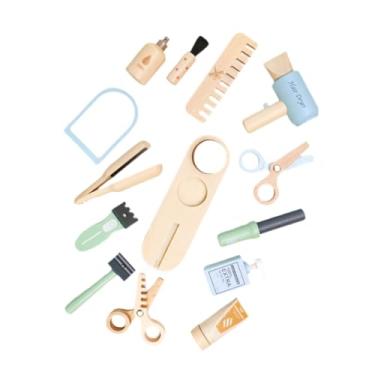 Imagem de menolana Conjunto de Salão de Beleza Infantil com Secador de Cabelo, Ferramentas de Modelagem e Acessórios de Simulação de Estilista - Brinquedo de Madeira