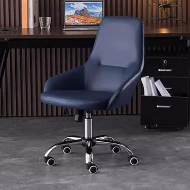 Imagem de AkosOL Cadeira de escritório giratória com rodas acolchoadas, altura/inclinação ajustável, cadeiras de chefe de cadeira de comt, base de aço cinco estrelas, cadeiras de escritório em casa, azul