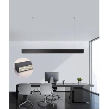 Imagem de Luminária pendente LED moderna para mesa de jantar, com intensidade de cor ajustável de 3000K a 6000K, controle remoto e ideal para sala de jantar, cozinha, escritório, bar e loja (preta, 12