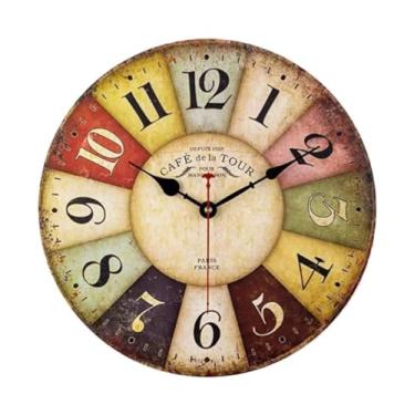 Imagem de KEG801302 Relógio de parede de cozinha de madeira de 30,5 cm de espessura, retro, para decoração de sala de estar, quarto, restaurante, relógio de parede