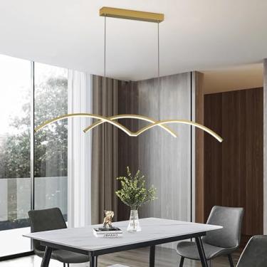 Imagem de Luminária pendente LED moderna para ilha de cozinha, com intensidade regulável e controle remoto, temperatura de cor de 3000K a 6000K, estilo lustre, ideal para sala de estar, sala de jantar