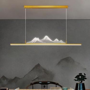 Imagem de Lustre LED moderno e criativo para sala de jantar, com intensidade de luz ajustável (3000K/4500K/6500K) e controle remoto. Ideal para sala de jantar, sala de estar, casa de chá e escritório