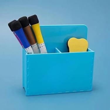 Imagem de Organizador Magnético Porta-Lápis - Suporte de Caneta para Quadro Branco, Geladeira e Superfícies Metálicas, Armazenamento Prático (Azul)