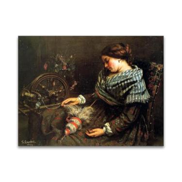 Imagem de RYLJCZ Gustave Courbet Reprodução de pinturas famosas - (Sleeping Spinner) Impressão em tela Imagens de arte de parede para decoração de sala de estar (30 x 40 cm (11,8 x 15,7 pol)/sem moldura)