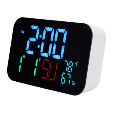 Imagem de Fockety Relógio Inteligente WiFi, Despertador Digital Com Monitor de Temperatura e Umidade, Tela LED Grande Com 4 Níveis de Brilho, Tempo de Sincronização Automática Via WiFi (Concha Branca - Luz