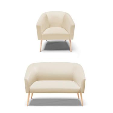 Imagem de Kit 01 Namoradeira 02 Lugares e 01 Poltrona Stella material sintético 