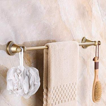 Imagem de 3FLQOOPP Toalheiro europeu de cobre escovado, toalheiro montado na parede, suporte de toalha de polo único, acessórios de ferragens de banheiro - D 60 cm (24 polegadas)