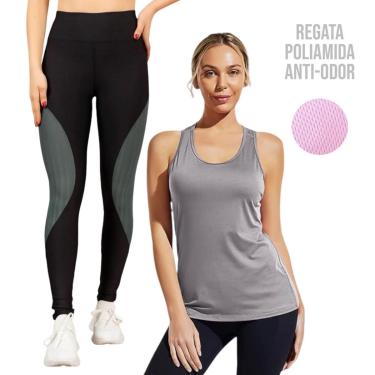 Imagem de Camiseta REGATA DRY MALHA FRIA POLIAMIDA + Calça LEG LEGGING REDINHA Conjunto Fitness 537-Feminino