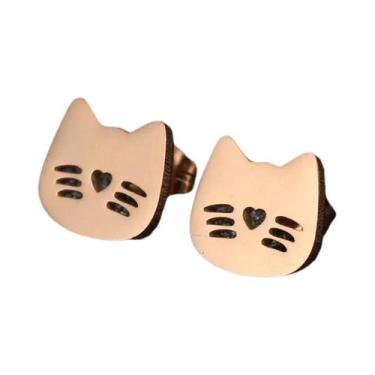 Imagem de Brincos De Gato Em Aço Inoxidável Para Mulheres, Joias De Piercing Par