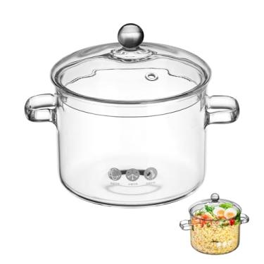 Imagem de Toyvian Conjunto de Panelas de Vidro Transparente para Cozinhar No Fogão - Panela de 1,9l Com Alça Dupla E Tampa, Segura para Uso Em Fogões Elétricos de Vitrocerâmica E Micro-ondas. Ideal para