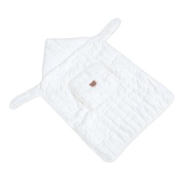 Imagem de TOPINCN Capa de Inverno para Porta-Bebês, Cobertor Quente para bebê, Forro de lã Ultramacio à Prova de, Bolsos de Uso Duplo Com Capuz para Carrinho de bebê Recém-nascido e (Bege com Padrão de Urso)