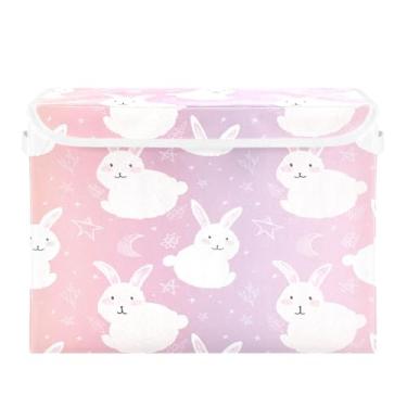 Imagem de SEHANY Cestas de armazenamento fofas de coelho de desenho animado com tampas, organizador de caixas de armazenamento de tecido para armário de roupas, cobertor de escritório, berçário, 42 x 32 x 30 cm