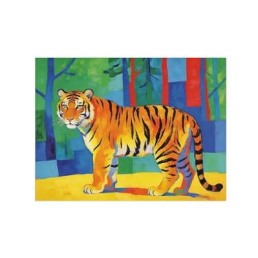 Imagem de Impressão em tela de arte de parede animal - Tigre na floresta - Pintura de decoração moderna - Imagens para quarto de crianças escritório 60 x 80 cm 24 x 31 polegadas sem moldura