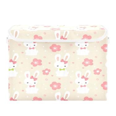 Imagem de SEHANY Cestas de armazenamento fofas de coelho de desenho animado com tampas, organizador de caixas de armazenamento de tecido para armário de roupas, cobertor de escritório, berçário, 42 x 32 x 30 cm