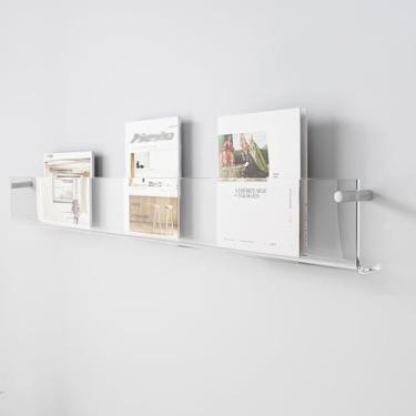 Imagem de Porta-revistas de acrílico transparente montado na parede - Suporte de folheto e organizador de arquivos para decoração de escritório em casa, classificador de correio suspenso de 120 cm, solução de