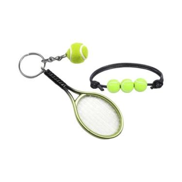 Imagem de Chaveiro De Raquete De Tênis Mini Com Bola, Tema Esportivo, Pulseiras 