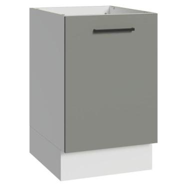 Imagem de Balcão de Cozinha 50cm 1 Porta (Sem Tampo) Branco/Cinza Agata Madesa, 