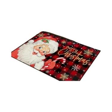 Imagem de Tapete De Boas-Vindas Natalino Com Guirlanda De Azevinho Vermelha E Ve