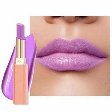 Imagem de Oulac Batom Pinky Purple – Batom hidratante labial com cor brilhante, acabamento suculento e brilhante, fórmula leve e hidratante para cuidados com os lábios secos, vegano 2,2 g/0,07 oz (10)
