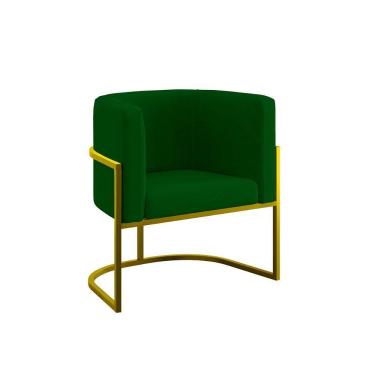 Imagem de Poltrona Cadeira Decorativa Lua Recepção Base De Ferro Gold verde Verde