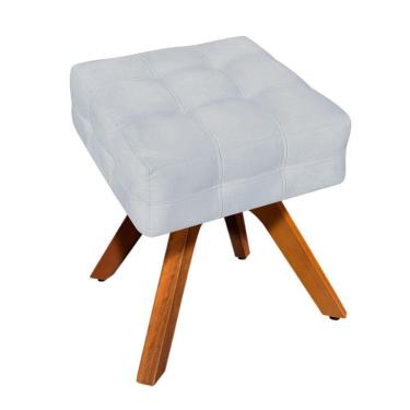Imagem de Kit 02 Puffs Giratório Elisa Suede Base Madeira Cinza
