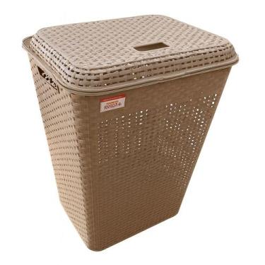 Imagem de Cesto De Roupa Suja Grande 72L Resistente Lavanderia Tampa Organizador