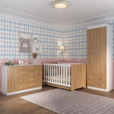 Imagem de Quarto de Bebê Completo com Berço Americano 3 em 1 para Colchão 130x70