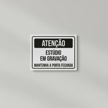 Imagem de Placa Acm Estúdio Gravação Mantenha Porta Fechada 18X23