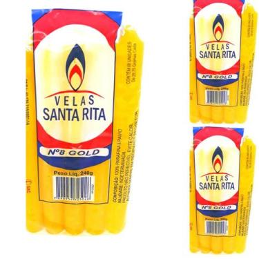 Imagem de Vela Amarela Ritual Umbanda Candomblé Macumba Orixá Palito Número 8 Ki