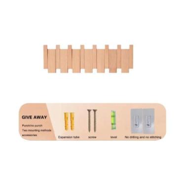 Imagem de Cabideiro De Parede Em Madeira Em Forma De Tecla De Piano Com 8 Gancho