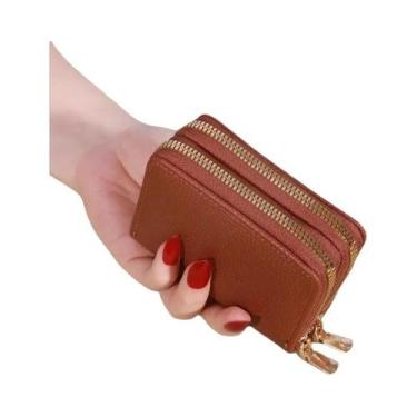 Imagem de Carteira Curta Feminina Elegante Com Fecho Transparente, Padrão Lichia