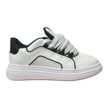 Imagem de Tênis Casual Feminino Dulce Maria Moleca 5816.105 Branco Preto-Feminino