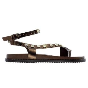 Imagem de Sandália Papete Rasteira Feminina Ana Laura 25297 Marrom-Feminino