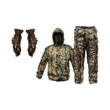 Imagem de Traje Ghillie Leve Com Camuflagem De Folhas De Selva E Capuz Para Foto