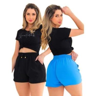 Imagem de Kit 2 Peças Shorts Feminino Saida de Praia Tecido Duna com Bolso-Feminino