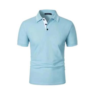 Imagem de Camisa Polo Masculina Oversize Clássica De Manga Curta Leve Em Cor Sól