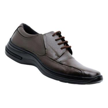 Imagem de Sapato Social De Couro Masculino Confort Com Cadarço Preto e Marron - 