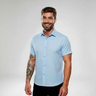 Imagem de Camisa Social Manga Slim Botão Masculina Algodão 100% - Mitchelgutto, 