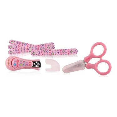 Imagem de Kit Manicure Infantil Tesoura Cortador Lixa Bebê Nûby - Nuby, Rosa